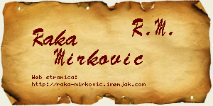 Raka Mirković vizit kartica